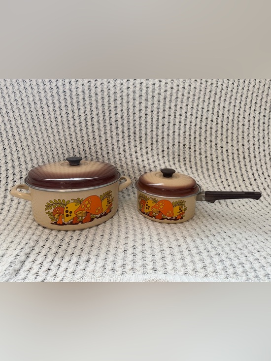 Sears Other - Sears Vintage 1970s Merry Mushroom Harvest Gold Enamel Coated Set Of 2 Pans Used